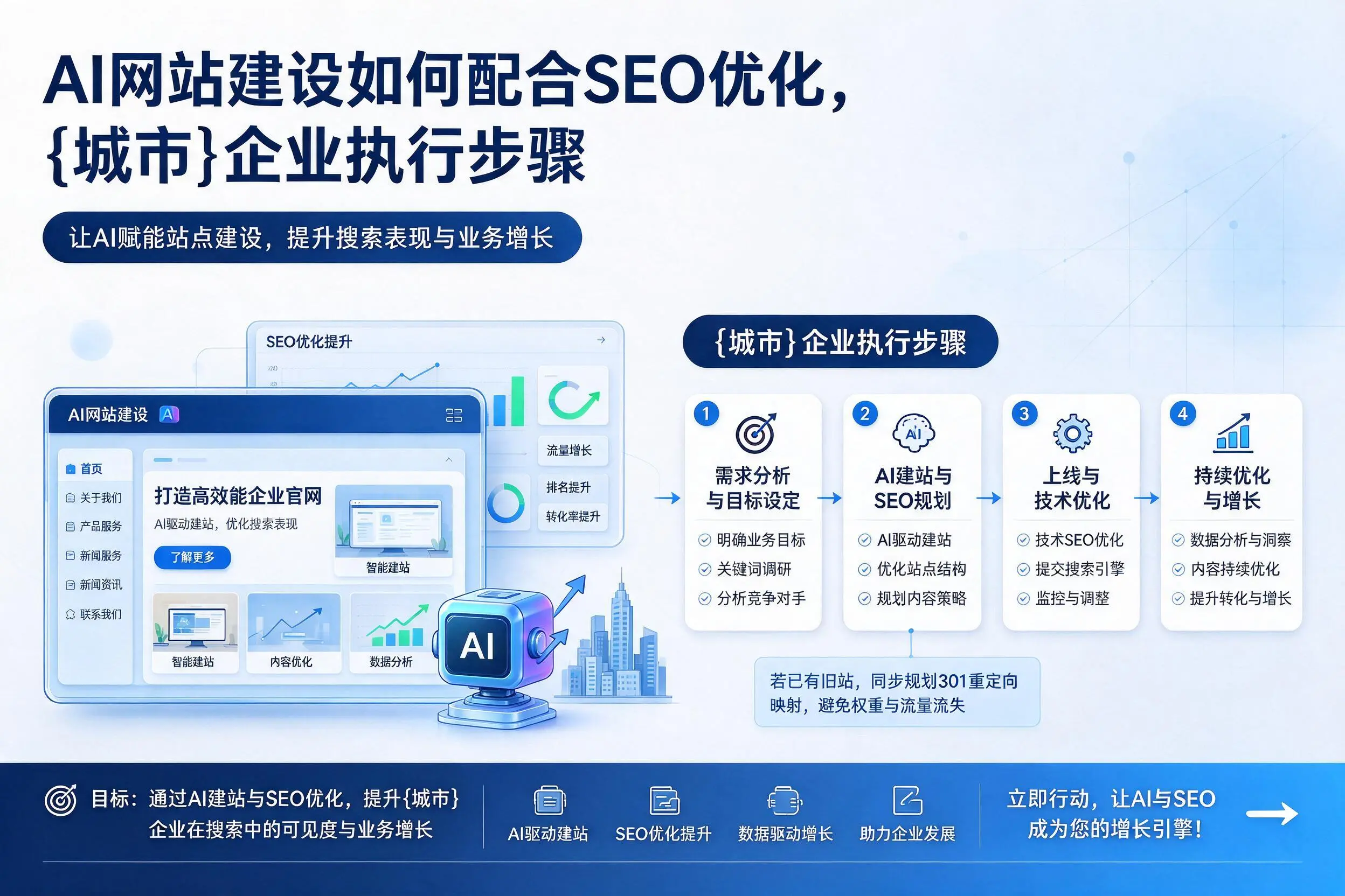 AI网站建设如何配合SEO优化，渭南企业执行步骤